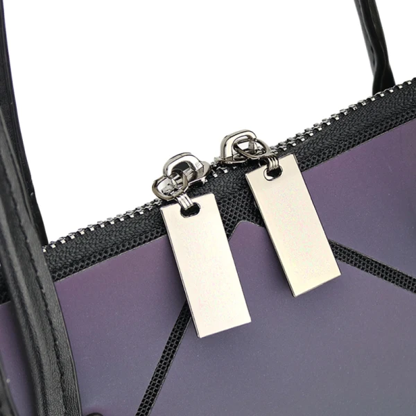 Amazing / Unique Multi-Colors Foldable Luminous Geometric Square Handbag 2021 PU Reflective Holographic Casual Women's Bags