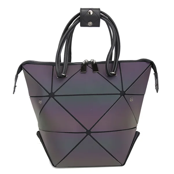 Amazing / Unique Multi-Colors Foldable Luminous Geometric Square Handbag 2021 PU Reflective Holographic Casual Women's Bags