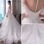 Schlicht Weiß Brautkleider / Hochzeitskleider 2018 A Linie Durchsichtige Rundhalsausschnitt Glockenhülsen Applikationen Spitze Kapelle-Schleppe Rüschen