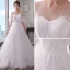 Schlicht Weiß Brautkleider / Hochzeitskleider 2018 A Linie Durchsichtige Rundhalsausschnitt Glockenhülsen Applikationen Spitze Kapelle-Schleppe Rüschen
