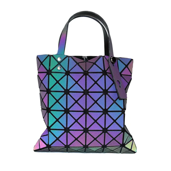Multi-Couleurs Pliable Lumineux Géométrique Carrés Sac à main 2021 PU Réfléchissant Holographique Désinvolte Sacs Pour Femmes