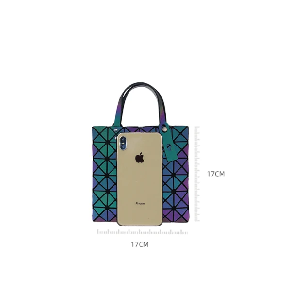 Multi-Couleurs Pliable Lumineux Géométrique Carrés Sac à main 2021 PU Réfléchissant Holographique Désinvolte Sacs Pour Femmes