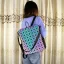 Eye-catching Multi-Colors Luminous Geometric Square Backpacks 2021 PU Holographic Reflective Casual Women's Bags