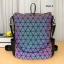 Eye-catching Multi-Colors Luminous Geometric Square Backpacks 2021 PU Holographic Reflective Casual Women's Bags