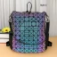 Eye-catching Multi-Colors Luminous Geometric Square Backpacks 2021 PU Holographic Reflective Casual Women's Bags