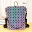 Eye-catching Multi-Colors Luminous Geometric Square Backpacks 2021 PU Holographic Reflective Casual Women's Bags
