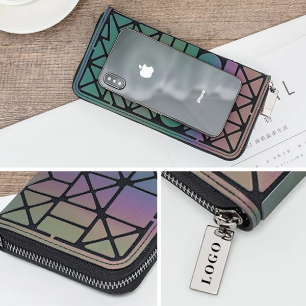 Accrocheuse Multi-Couleurs Lumineux Géométrique Carrés Portefeuille 2021 PU Réfléchissant Holographique Désinvolte Sacs Pour Femmes