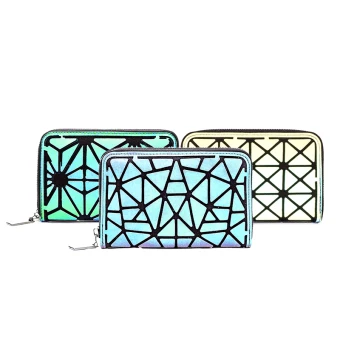 Fashion Multi Colors Luminous Geometric Square Wallet 2021 Pu Holographic Reflective Women S Bags