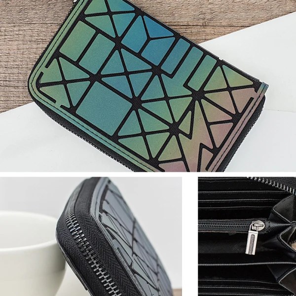 Mode Multi-Kleuren Lichtgevend Geometrische Vierkante Portemonnee 2021 PU Holografisch Reflecterend Dames Tassen