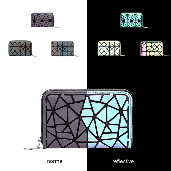 Mode Multi-Kleuren Lichtgevend Geometrische Vierkante Portemonnee 2021 PU Holografisch Reflecterend Dames Tassen