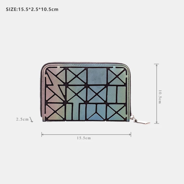 Mode Multi-Kleuren Lichtgevend Geometrische Vierkante Portemonnee 2021 PU Holografisch Reflecterend Dames Tassen