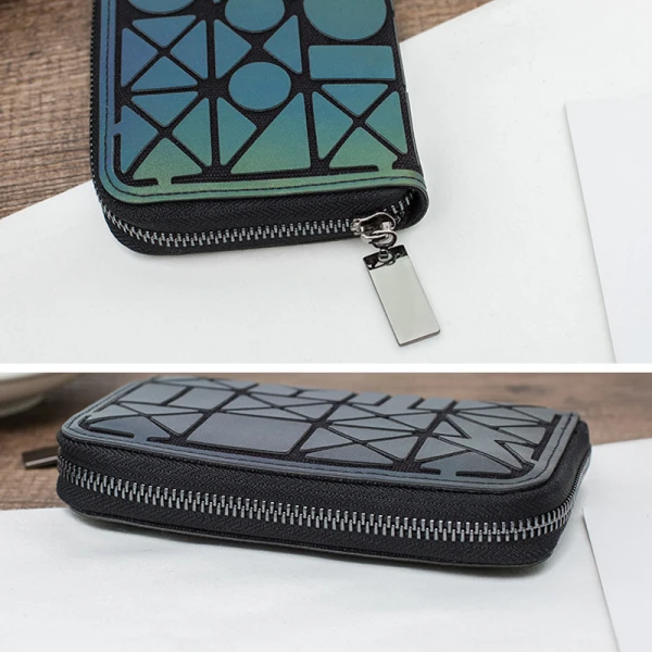 Mode Multi-Kleuren Lichtgevend Geometrische Vierkante Portemonnee 2021 PU Holografisch Reflecterend Dames Tassen