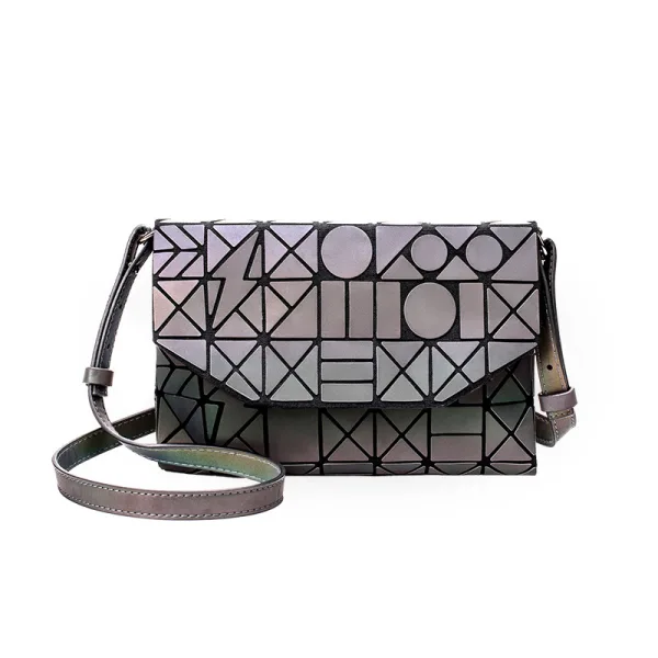 Rainbow Multi-Colors Luminous Geometric Square Messenger Bag Shoulder Bags 2021 PU Holographic Reflective Women's Bags