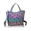Eye-catching Multi-Colors Luminous Geometric Foldable Square Shoulder Bags Messenger Bag 2021 PU Reflective Holographic Casual Women's Bags