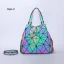 Eye-catching Multi-Colors Luminous Geometric Foldable Square Shoulder Bags Messenger Bag 2021 PU Reflective Holographic Casual Women's Bags