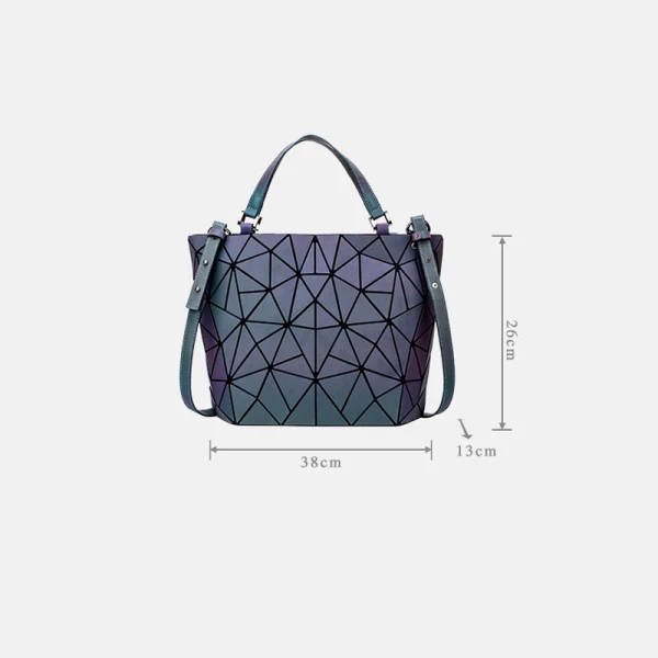 Eye-catching Multi-Colors Luminous Geometric Foldable Square Shoulder Bags Messenger Bag 2021 PU Reflective Holographic Casual Women's Bags