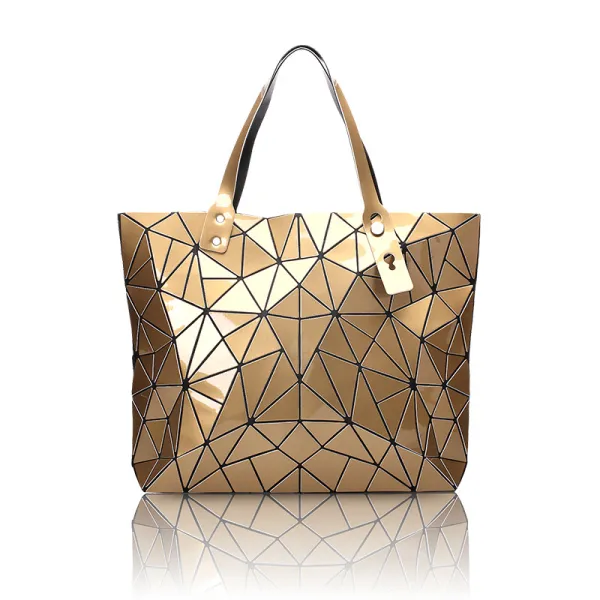 Fashion Gold Geometric Shoulder Bags Messenger Bag 2021 PU Patent Leather Women's Bags
