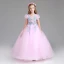 Chic / Beautiful Blushing Pink Flower Girl Dresses 2017 Ball Gown V-Neck Short Sleeve Appliques Flower Floor-Length / Long Ruffle Wedding Party Dresses