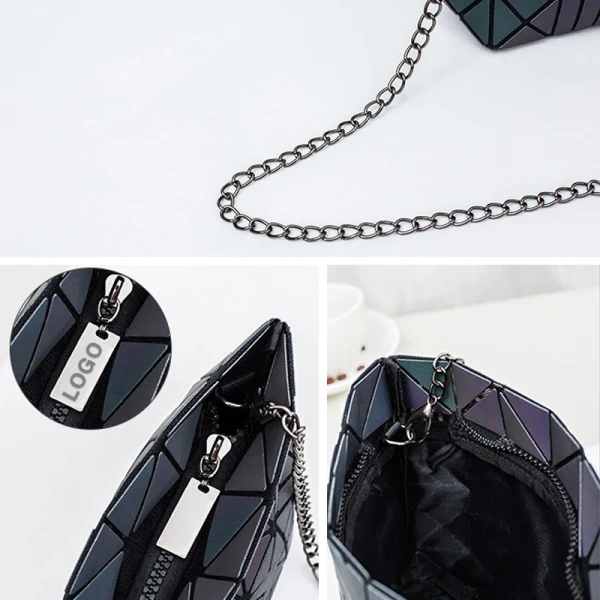 Fashion Multi-Colors Luminous Geometric Square Shoulder Bags Messenger Bag 2021 PU Reflective Holographic Street Wear Women's Bags