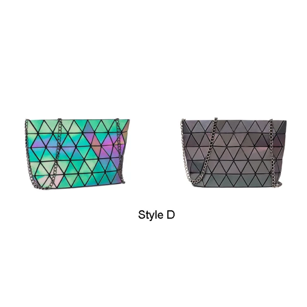 Fashion Multi-Colors Luminous Geometric Square Shoulder Bags Messenger Bag 2021 PU Reflective Holographic Street Wear Women's Bags