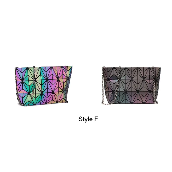 Fashion Multi-Colors Luminous Geometric Square Shoulder Bags Messenger Bag 2021 PU Reflective Holographic Street Wear Women's Bags