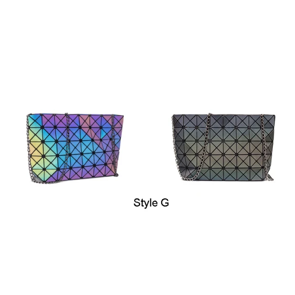 Fashion Multi-Colors Luminous Geometric Square Shoulder Bags Messenger Bag 2021 PU Reflective Holographic Street Wear Women's Bags