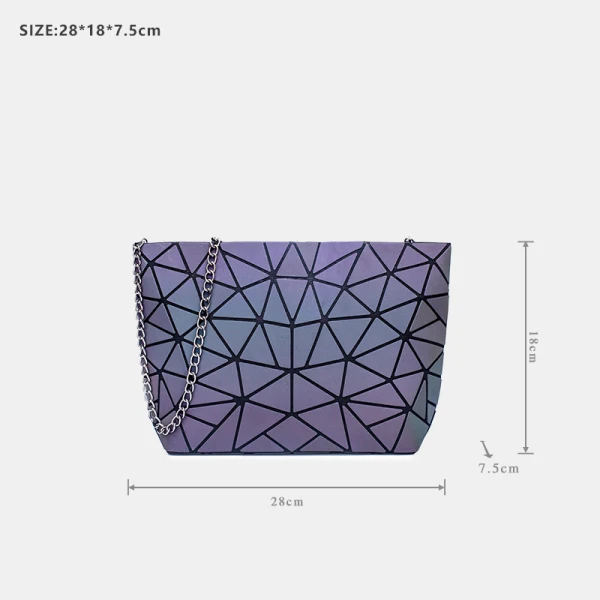 Fashion Multi-Colors Luminous Geometric Square Shoulder Bags Messenger Bag 2021 PU Reflective Holographic Street Wear Women's Bags