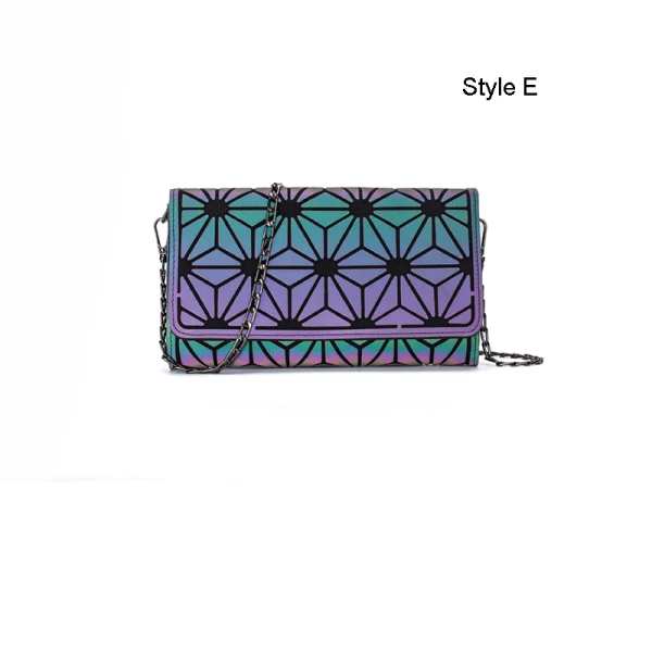 Fashion Multi-Colors Luminous Geometric Square Messenger Bag 2021 PU Reflective Holographic Casual Women's Bags