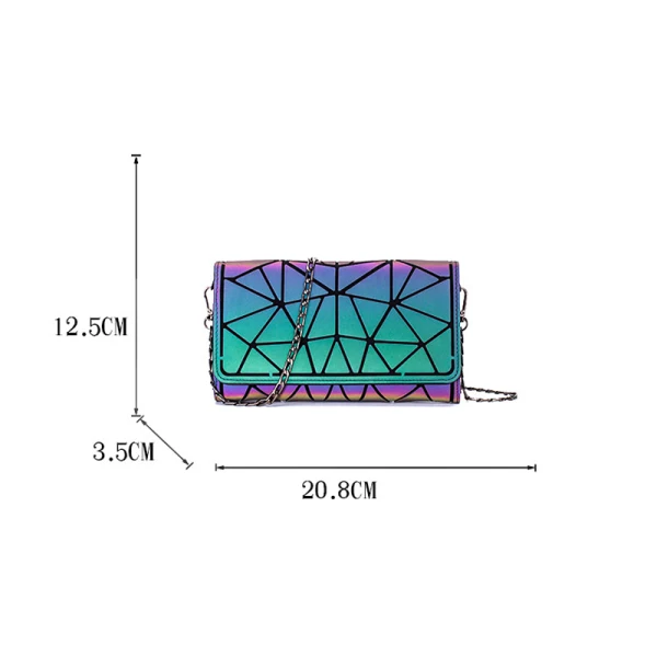 Fashion Multi-Colors Luminous Geometric Square Messenger Bag 2021 PU Reflective Holographic Casual Women's Bags