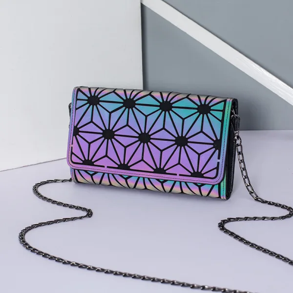 Fashion Multi-Colors Luminous Geometric Square Messenger Bag 2021 PU Reflective Holographic Casual Women's Bags