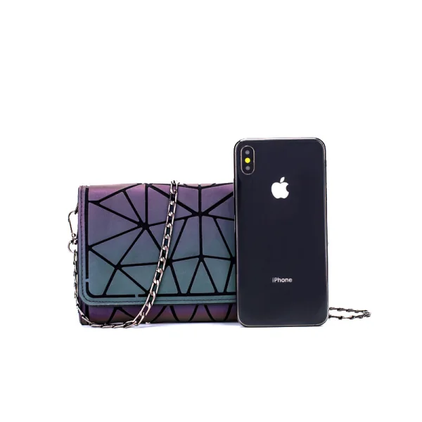 Fashion Multi-Colors Luminous Geometric Square Messenger Bag 2021 PU Reflective Holographic Casual Women's Bags