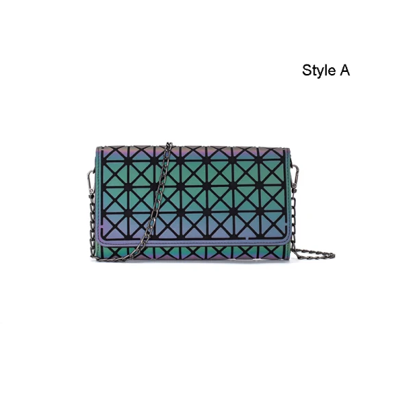 Fashion Multi-Colors Luminous Geometric Square Messenger Bag 2021 PU Reflective Holographic Casual Women's Bags