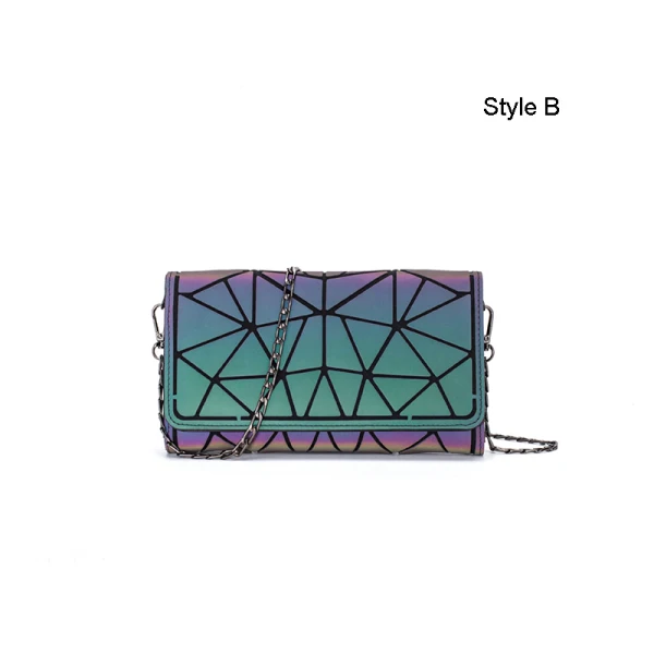 Fashion Multi-Colors Luminous Geometric Square Messenger Bag 2021 PU Reflective Holographic Casual Women's Bags