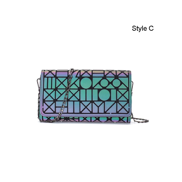 Fashion Multi-Colors Luminous Geometric Square Messenger Bag 2021 PU Reflective Holographic Casual Women's Bags