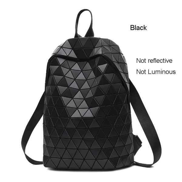 Eye-catching Multi-Colors Luminous Geometric Backpacks 2021 PU Reflective Holographic Street Wear Women's Bags