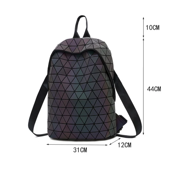Eye-catching Multi-Colors Luminous Geometric Backpacks 2021 PU Reflective Holographic Street Wear Women's Bags