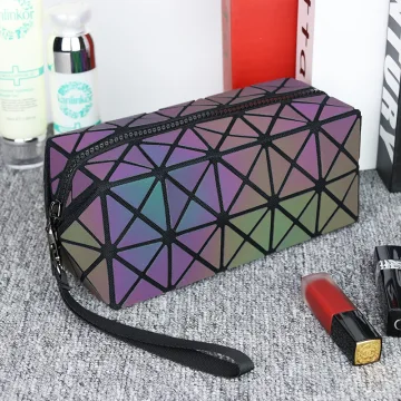 Foldable Luminous Geometric Multi Colors Square Purse 2021 Pu Holographic Reflective Women S Bags