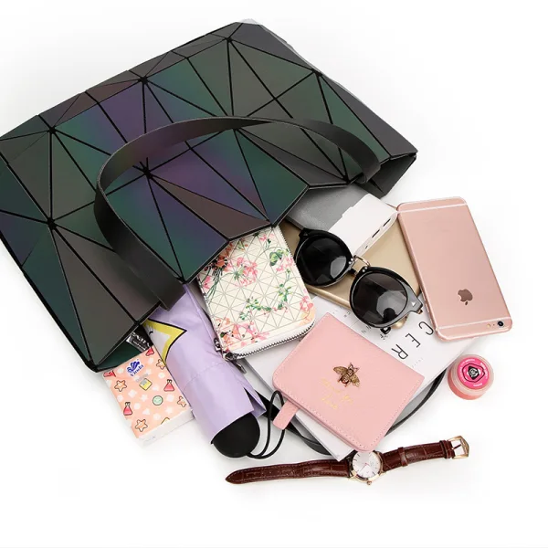 Unique Lumineux Géométrique Multi-Couleurs Sacs à bandoulière 2021 PU Réfléchissant Holographique Sacs Pour Femmes