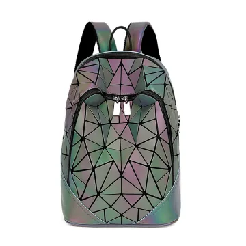 Fashion Luminous Geometric Multi Colors Laser Backpacks 2021 Pu Reflective Holographic Women S Bags