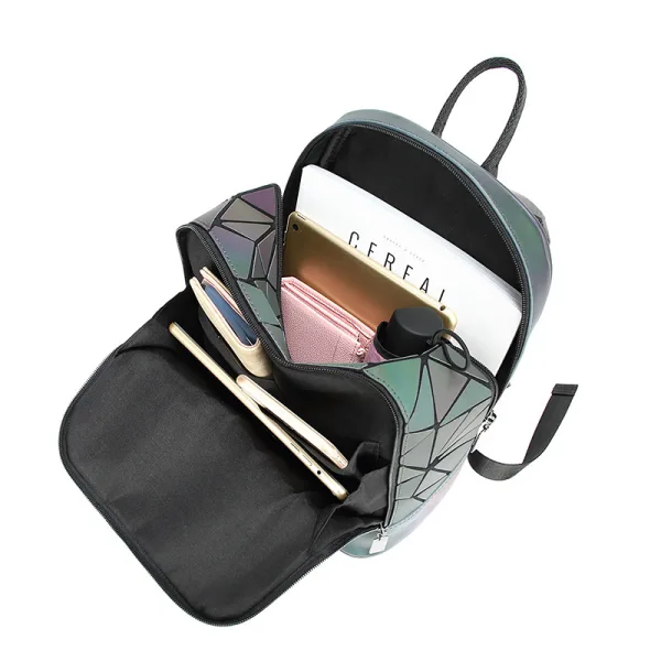 Mode Lichtgevend Geometrische Multi-Kleuren Laser Rugzakken 2021 PU Reflecterend Holografisch Dames Tassen