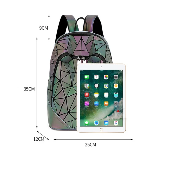 Mode Lichtgevend Geometrische Multi-Kleuren Laser Rugzakken 2021 PU Reflecterend Holografisch Dames Tassen