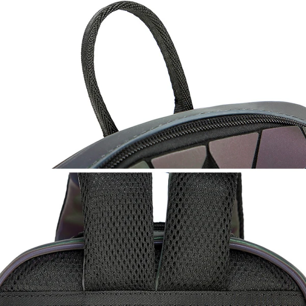 Mode Lichtgevend Geometrische Multi-Kleuren Laser Rugzakken 2021 PU Reflecterend Holografisch Dames Tassen