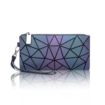 Lichtgevend Geometrische Multi Kleuren Vierkante Portemonnee 2021 Pu Reflecterend Holografisch Dames Tassen