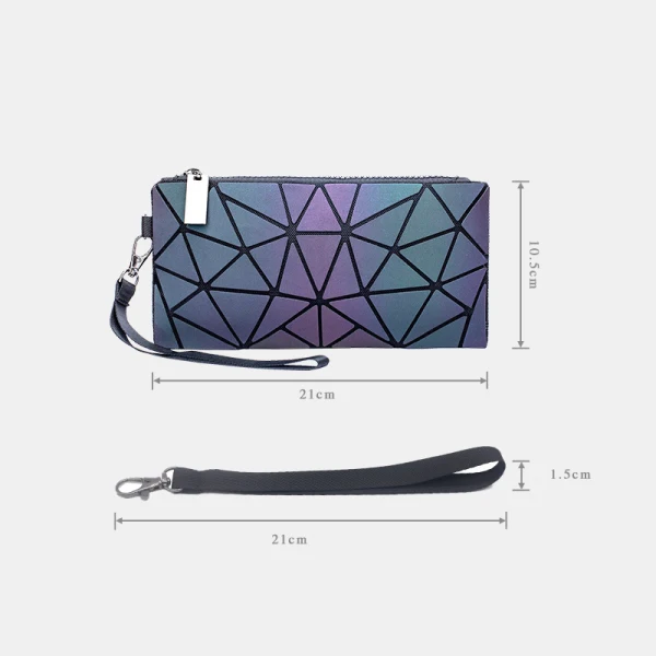Lichtgevend Geometrische Multi-Kleuren Vierkante Portemonnee 2021 PU Reflecterend Holografisch Dames Tassen