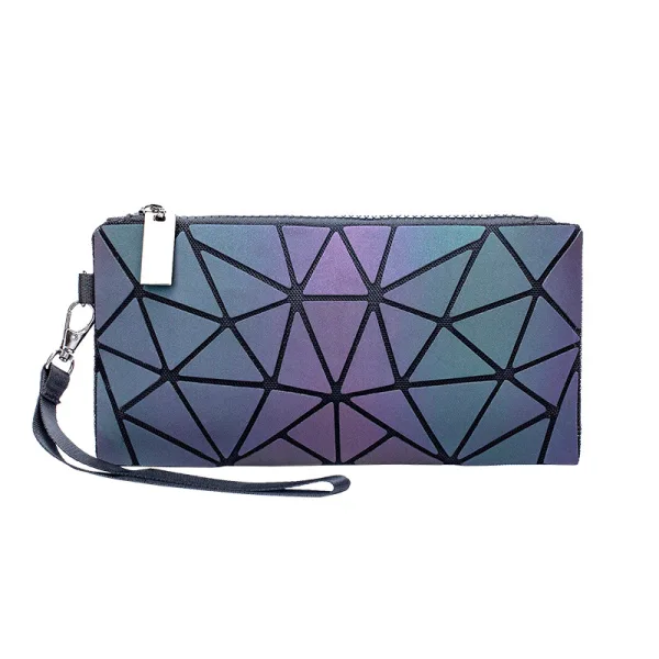 Lichtgevend Geometrische Multi-Kleuren Vierkante Portemonnee 2021 PU Reflecterend Holografisch Dames Tassen