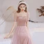 Victorian Style Blushing Pink See-through Dancing Prom Dresses 2021 A-Line / Princess Scoop Neck Puffy Short Sleeve Beading Sequins Floor-Length / Long Ruffle Backless Formal Dresses