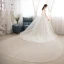 Vintage / Retro Champagne See-through Wedding Dresses 2018 A-Line / Princess High Neck Sleeveless Appliques Lace Beading Watteau Train Ruffle