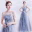 Chic / Beautiful Grey Dancing Prom Dresses 2021 A-Line / Princess Strapless Sleeveless Beading Floor-Length / Long Ruffle Backless Formal Dresses