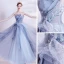 Chic / Beautiful Grey Dancing Prom Dresses 2021 A-Line / Princess Strapless Sleeveless Beading Floor-Length / Long Ruffle Backless Formal Dresses