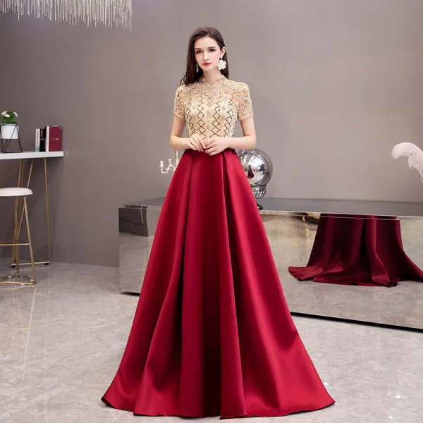 burgundy and gold formal dresses Beaded Burgundy Velvet Prom Dresses Sweetheart Neck Sheath Evening Dre –  Viniodress main image 0